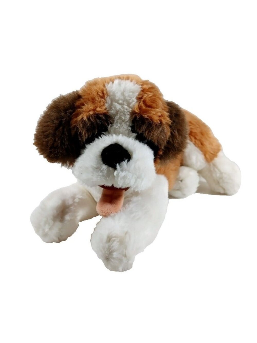 A&A Saint Bernard Dog Plush Lying Down Stuffed Animal Puppy 14"